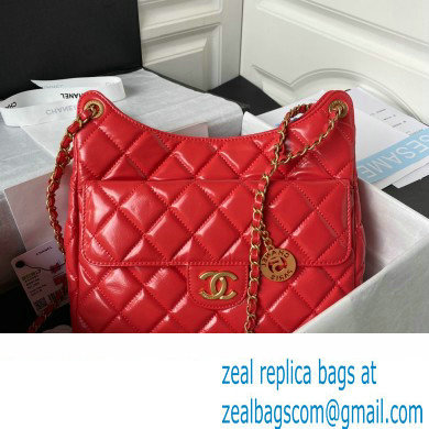 Chanel Hobo Handbag in Shiny Crumpled Lambskin AS4322 RED 2023