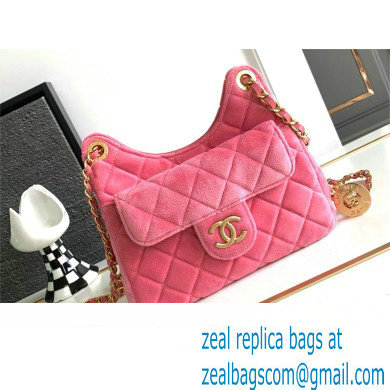 Chanel Hobo Handbag in VELVET AS4322 PINK 2023
