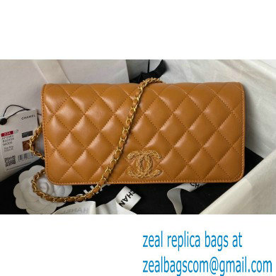 Chanel Lambskin Clutch with Chain Bag AP3363 Brown 2023