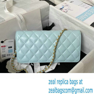 Chanel Lambskin Clutch with Chain Bag AP3363 Cyan 2023