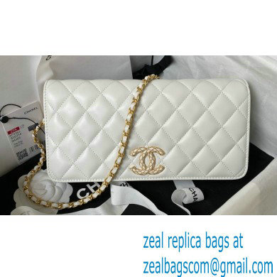 Chanel Lambskin Clutch with Chain Bag AP3363 White 2023