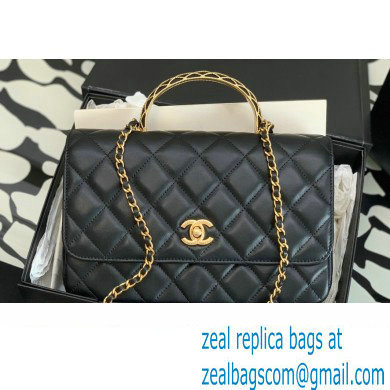 Chanel Lambskin Flap Bag Black with Top Handle AS4232 2023