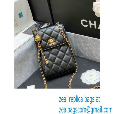 Chanel Lambskin Phone Holder with Chain Bag AP1448 Black 2021(original quality)
