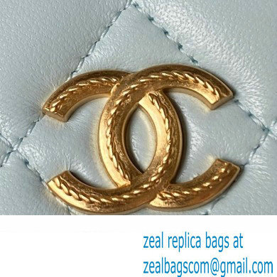Chanel Lambskin Phone Holder with Chain Bag BLUE with Top Handle AP3385 2023
