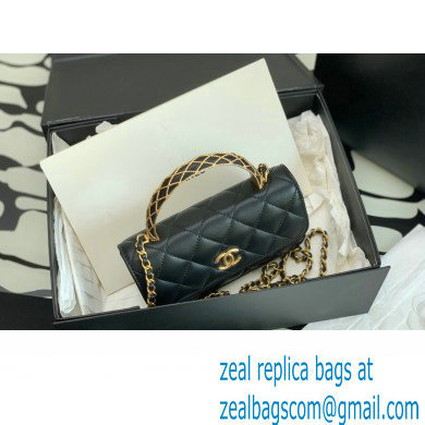Chanel Lambskin Phone Holder with Chain Bag Black with Top Handle AP3385 2023