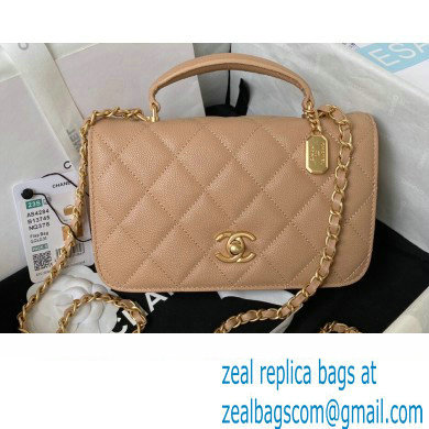 Chanel Mini Flap Bag with Top Handle AS4284 Beige 2023