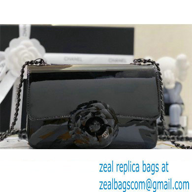 Chanel Plexi Mini Flap bag with Camellia black 2023