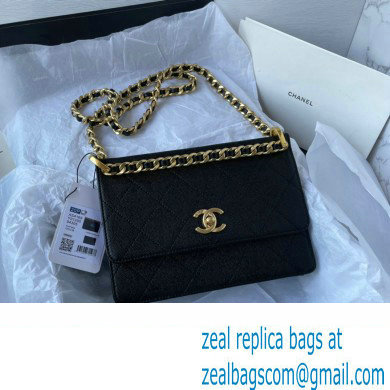 Chanel Small Flap Bag in Grained Calfskin as4169 black 2023