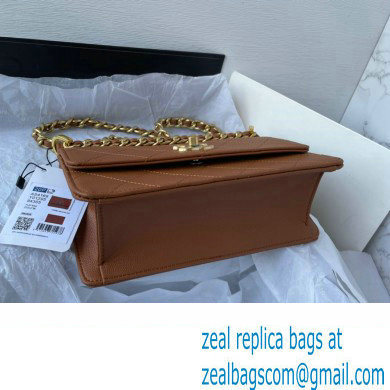 Chanel Small Flap Bag in Grained Calfskin as4169 tan 2023