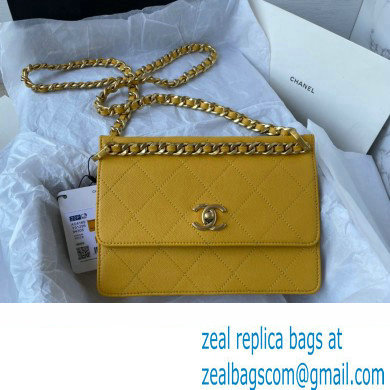Chanel Small Flap Bag in Grained Calfskin as4169 yellow 2023