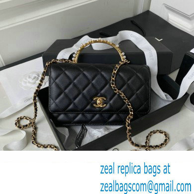 Chanel Wallet on Chain in Lambskin and Imitation Pearls AP3504 black 2023