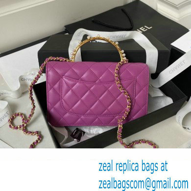 Chanel Wallet on Chain in Lambskin and Imitation Pearls AP3504 purple 2023