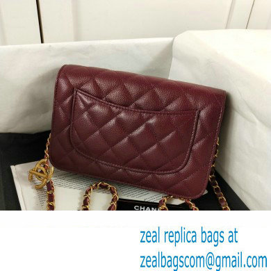 Chanel Wallet on Chain in Pearly Grained Calfskin AP3479 burgundy 2023