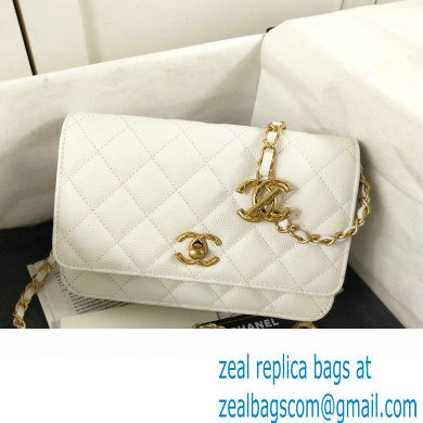 Chanel Wallet on Chain in Pearly Grained Calfskin AP3479 white 2023