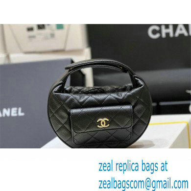 Chanel hoop loop bag in grained leather Black AP3467 2023(original quality)