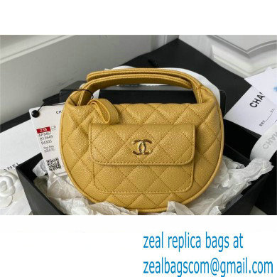 Chanel hoop loop bag in grained leather YELLOW AP3467 2023