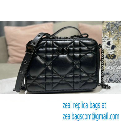 Dior Caro Box Bag in Quilted Macrocannage Calfskin Black