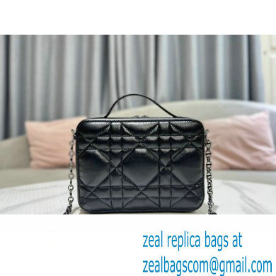 Dior Caro Box Bag in Quilted Macrocannage Calfskin Black