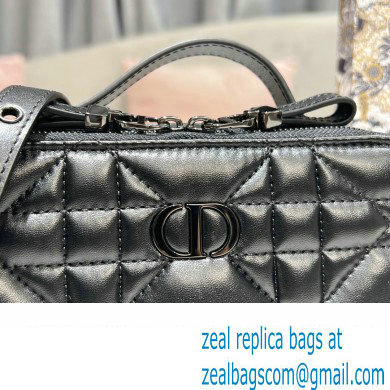 Dior Caro Box Bag in Quilted Macrocannage Calfskin Black