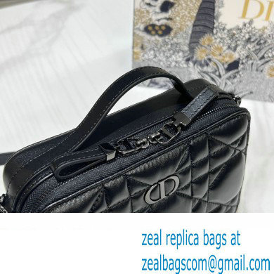 Dior Caro Box Bag in Quilted Macrocannage Calfskin Black