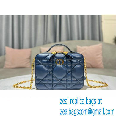 Dior Caro Box Bag in Quilted Macrocannage Calfskin Blue - Click Image to Close