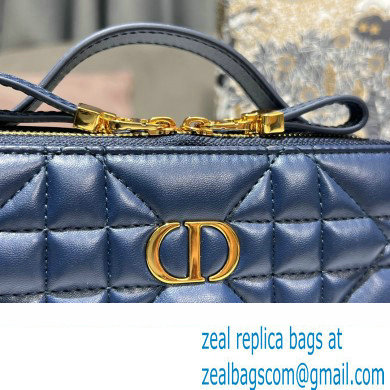 Dior Caro Box Bag in Quilted Macrocannage Calfskin Blue - Click Image to Close