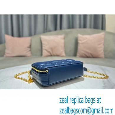Dior Caro Box Bag in Quilted Macrocannage Calfskin Blue
