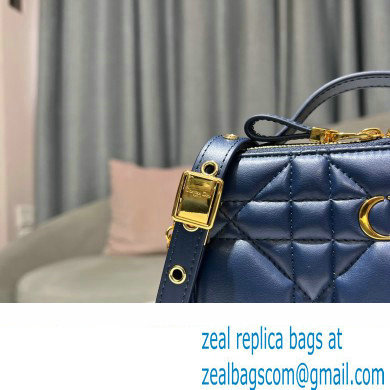 Dior Caro Box Bag in Quilted Macrocannage Calfskin Blue - Click Image to Close