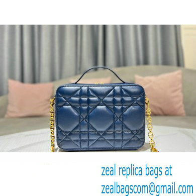 Dior Caro Box Bag in Quilted Macrocannage Calfskin Blue