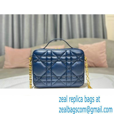 Dior Caro Box Bag in Quilted Macrocannage Calfskin Blue - Click Image to Close