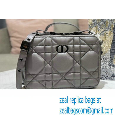 Dior Caro Box Bag in Quilted Macrocannage Calfskin Gray - Click Image to Close