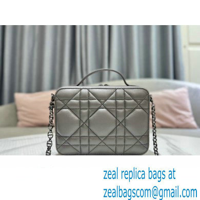 Dior Caro Box Bag in Quilted Macrocannage Calfskin Gray