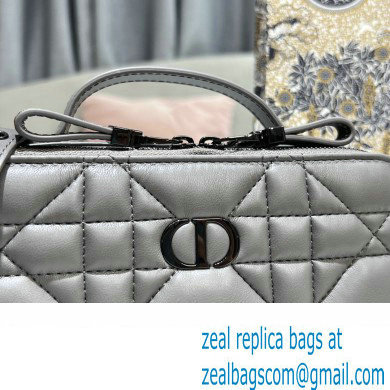 Dior Caro Box Bag in Quilted Macrocannage Calfskin Gray