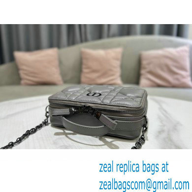 Dior Caro Box Bag in Quilted Macrocannage Calfskin Gray