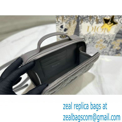 Dior Caro Box Bag in Quilted Macrocannage Calfskin Gray