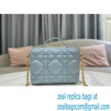 Dior Caro Box Bag in Quilted Macrocannage Calfskin Light Blue - Click Image to Close