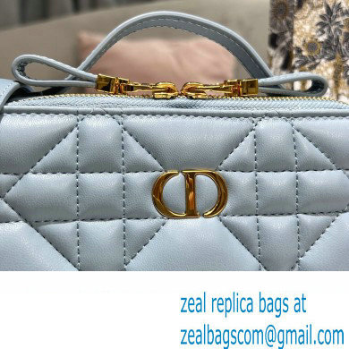 Dior Caro Box Bag in Quilted Macrocannage Calfskin Light Blue