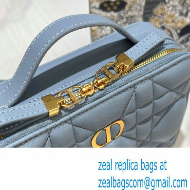 Dior Caro Box Bag in Quilted Macrocannage Calfskin Light Blue
