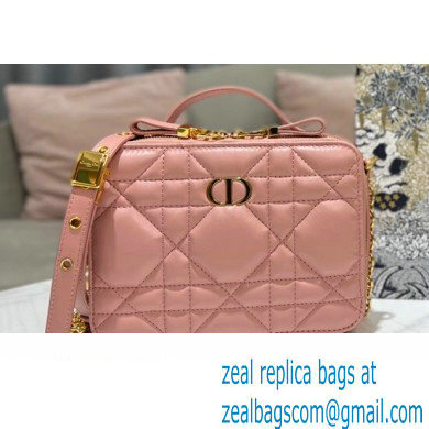 Dior Caro Box Bag in Quilted Macrocannage Calfskin Pink