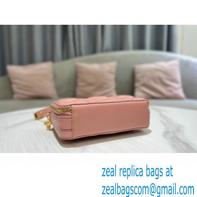 Dior Caro Box Bag in Quilted Macrocannage Calfskin Pink