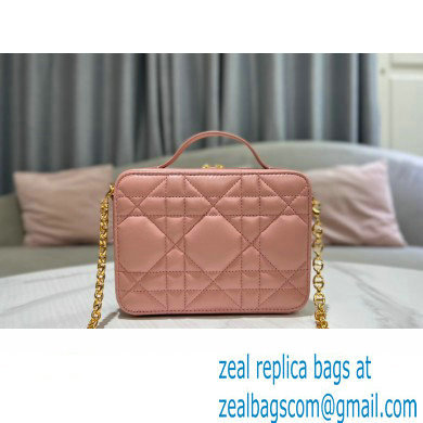 Dior Caro Box Bag in Quilted Macrocannage Calfskin Pink