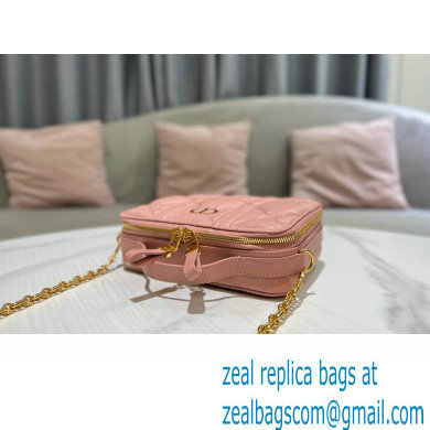 Dior Caro Box Bag in Quilted Macrocannage Calfskin Pink