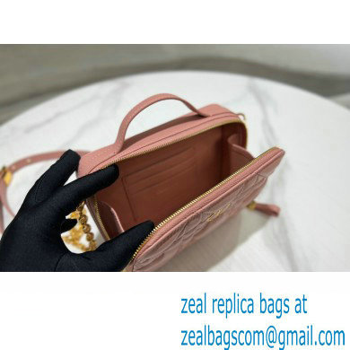 Dior Caro Box Bag in Quilted Macrocannage Calfskin Pink