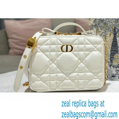 Dior Caro Box Bag in Quilted Macrocannage Calfskin White - Click Image to Close