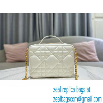 Dior Caro Box Bag in Quilted Macrocannage Calfskin White