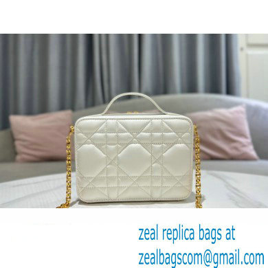 Dior Caro Box Bag in Quilted Macrocannage Calfskin White - Click Image to Close