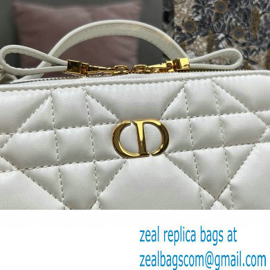 Dior Caro Box Bag in Quilted Macrocannage Calfskin White - Click Image to Close