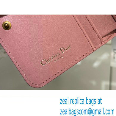 Dior Caro Compact Zipped Wallet in Supple Cannage Calfskin rose des vents - Click Image to Close