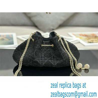 Dior Dream Bucket bag in Cannage Cotton with Bead Embroidery Black 2023 - Click Image to Close