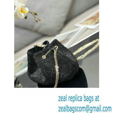 Dior Dream Bucket bag in Cannage Cotton with Bead Embroidery Black 2023 - Click Image to Close